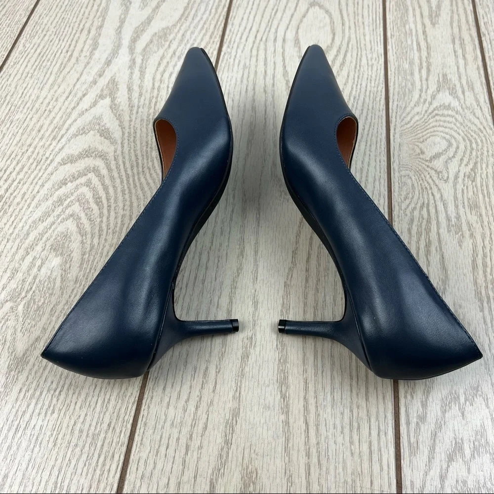 French Connection Kate Classic Pointy Toe Stiletto Pump 10 Navy Faux Leather $98